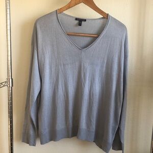 EILEEN FISHER Light Blue V-Neck Sweater.